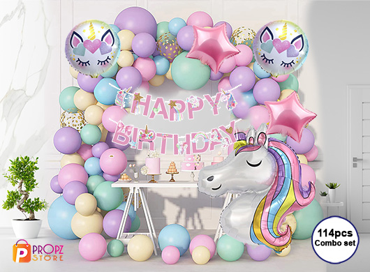 Unicorn Birthday Decorations For Girls 55Pcs Combo Set Happy Birthday  Decoration